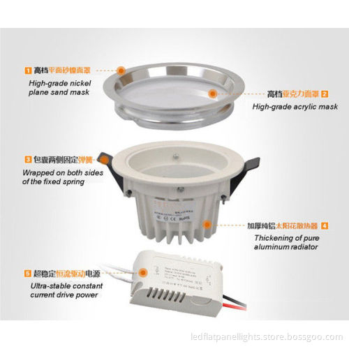 400lm Led Recessed Downlights Fixture With 5700-6300k Pure White For Interior